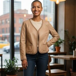 Sweet Vintage Women's Tan Leather Jacket, XL, 9 West, EUC, Soft Quality leather.